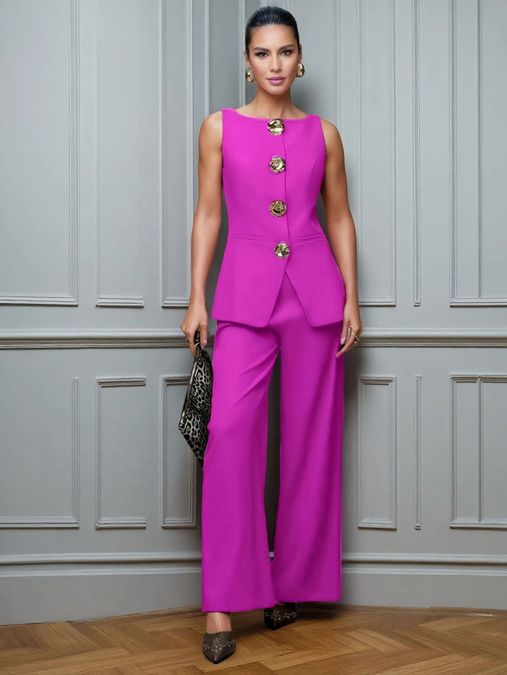 Set mouwloze top en wijde broek voor dames - Elira