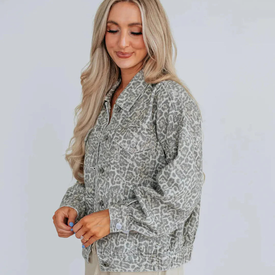 Dames spijkerjas met dierenprint - Livaine