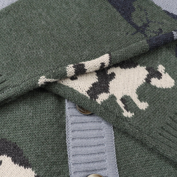 Gebreid herenvest met knoopsluiting en grafisch ontwerp - Thomas