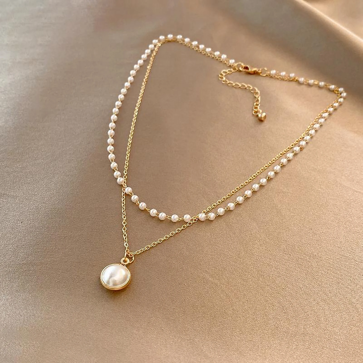 Elegante parelketting met dubbele strengen voor dames - Amelie