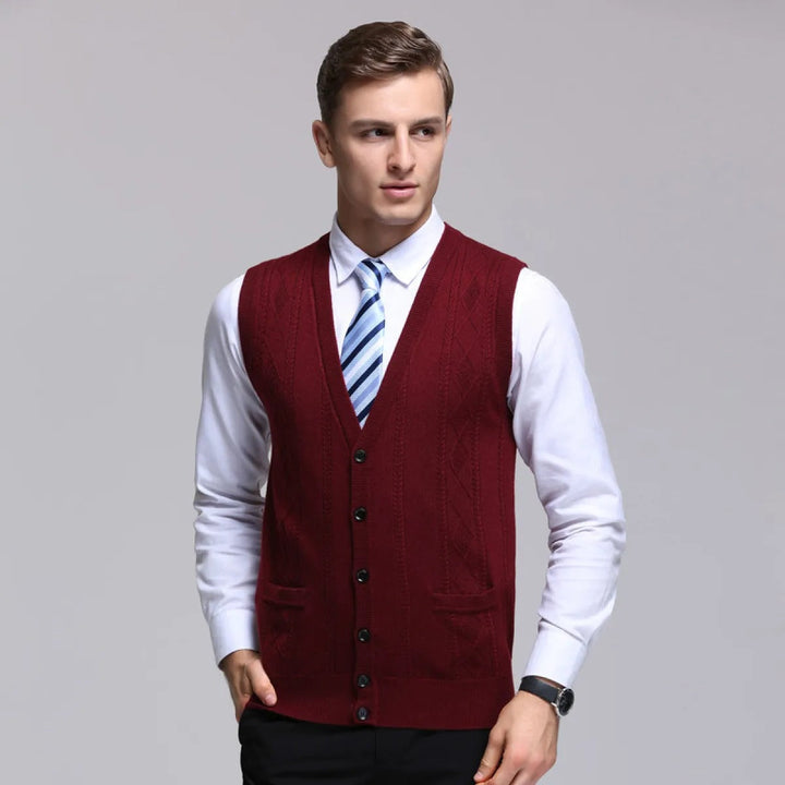 Mouwloos geribd herengilet formele stijl - Edgar