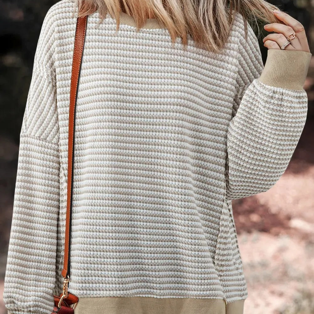 Sweater met gestreepte textuur en elastische boorden voor dames - Elina