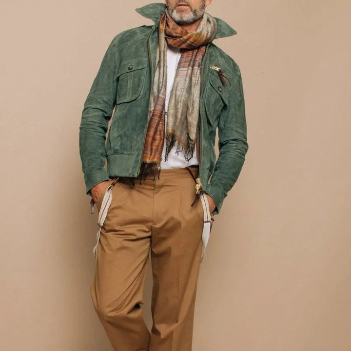 Synthetisch suède herenjack met zakken met rits - Laurent