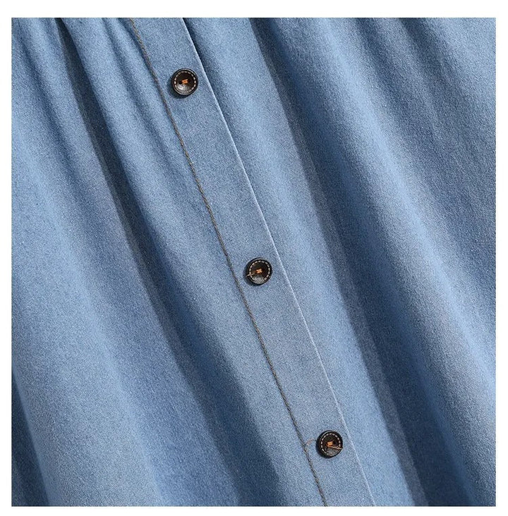 Dames midirok denim elastiek met knopen - Renata