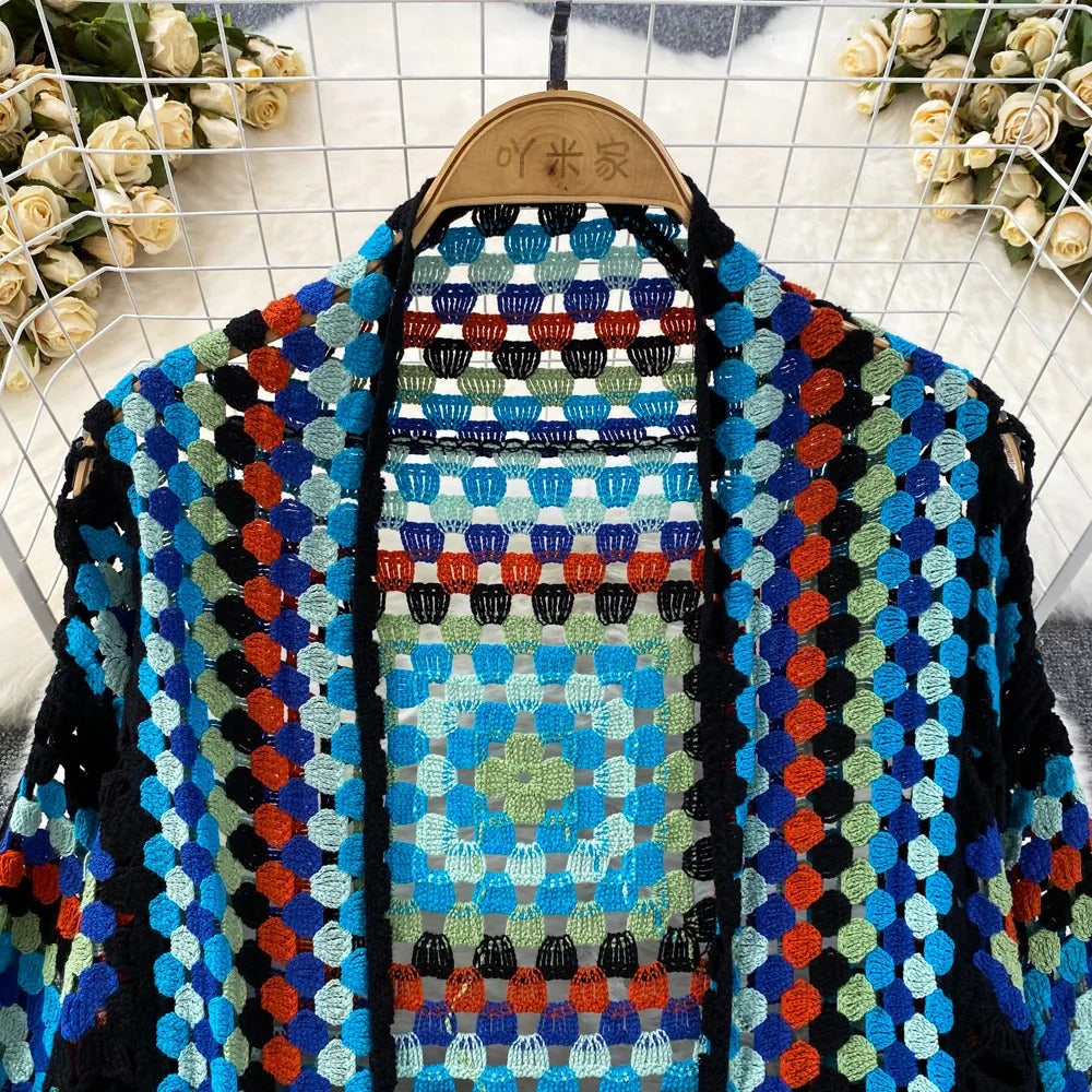 Vrouw kimono gehaakt handgemaakte lange bohemian stijl - Nahla