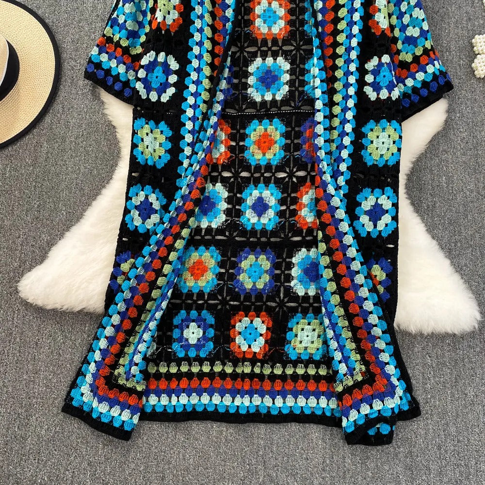 Vrouw kimono gehaakt handgemaakte lange bohemian stijl - Nahla