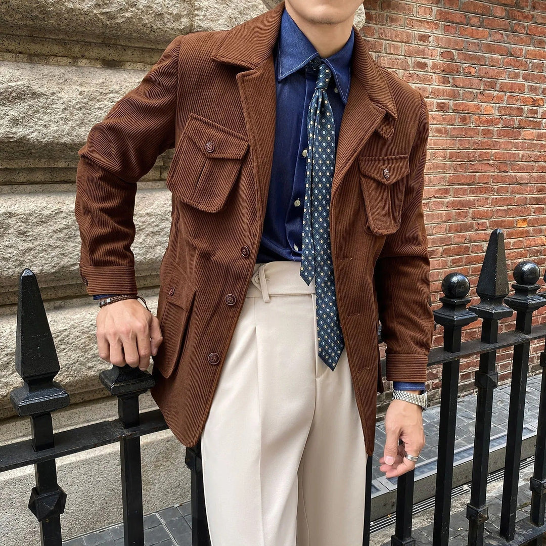 Corduroy herenblazer met utility zakken klassieke snit - Dino
