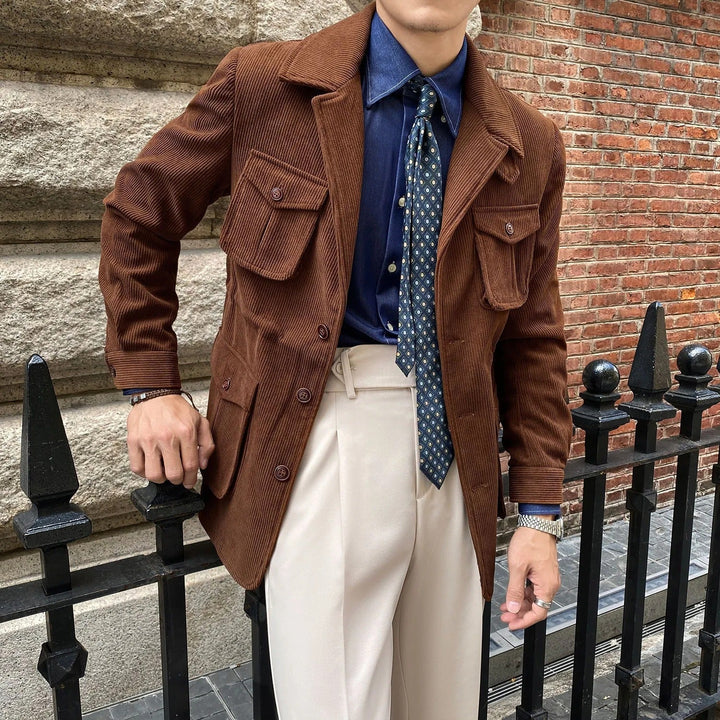 Corduroy herenblazer met utility zakken klassieke snit - Dino