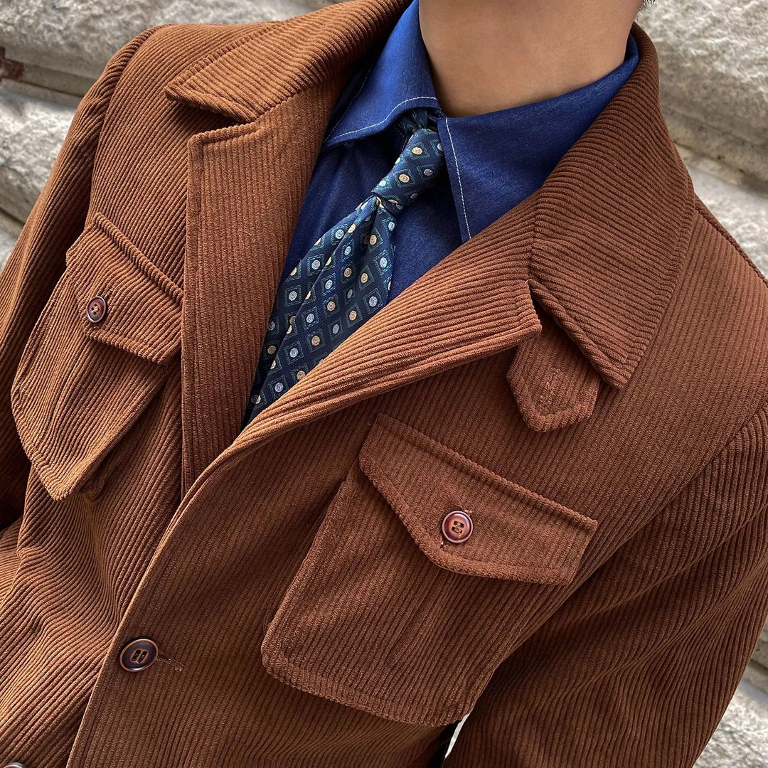 Corduroy herenblazer met utility zakken klassieke snit - Dino
