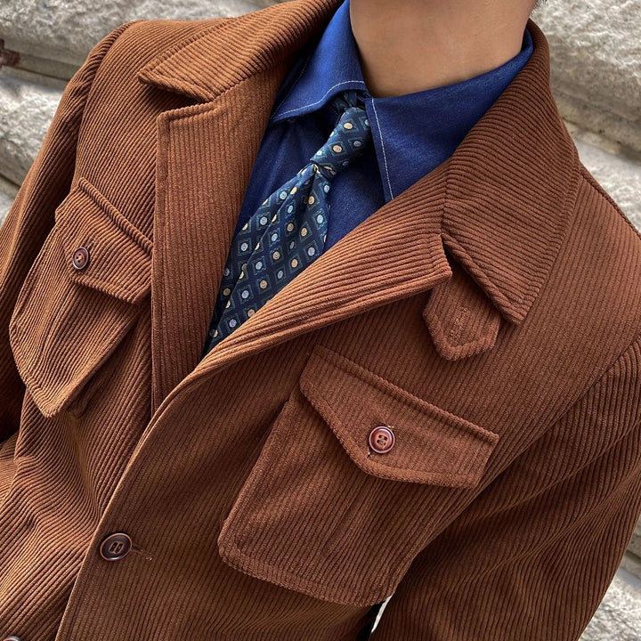 Corduroy herenblazer met utility zakken klassieke snit - Dino