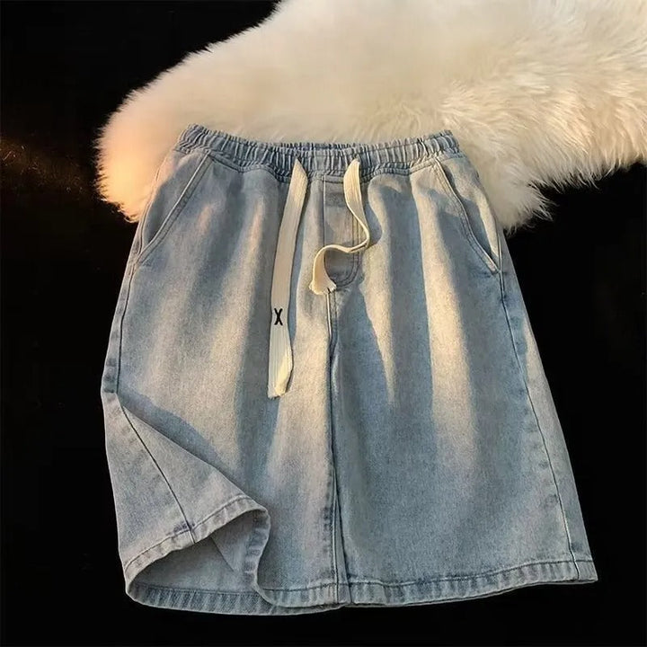 Denim shorts met elastiek in de taille en verstelbaar trekkoord - Silas