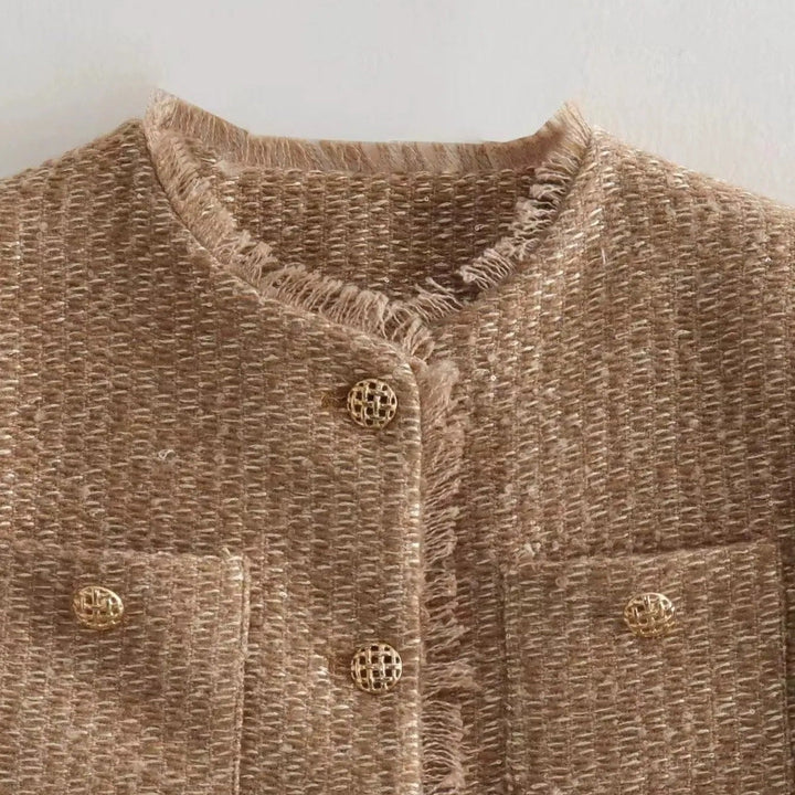 Klassiek tweed damesjack met dubbele borst - Heidy