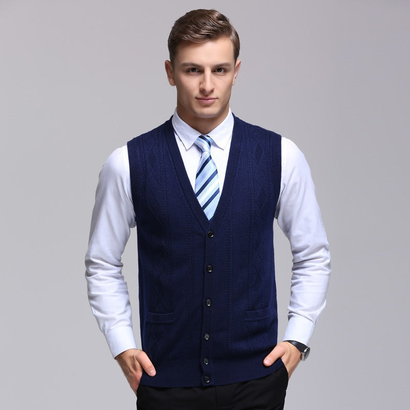 Mouwloos geribd herengilet formele stijl - Edgar