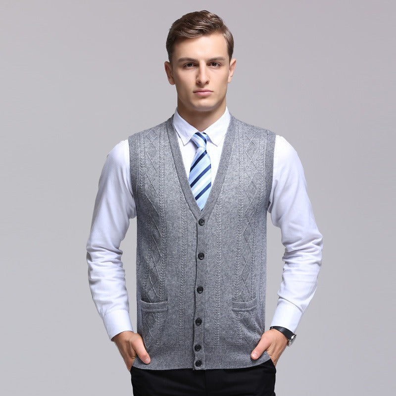 Mouwloos geribd herengilet formele stijl - Edgar