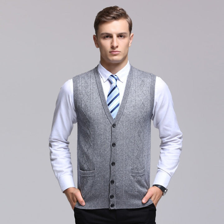 Mouwloos geribd herengilet formele stijl - Edgar