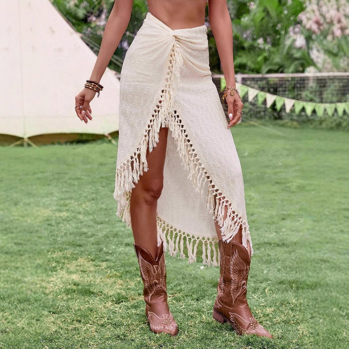 Damesrok met asymmetrische franjes - Amaya