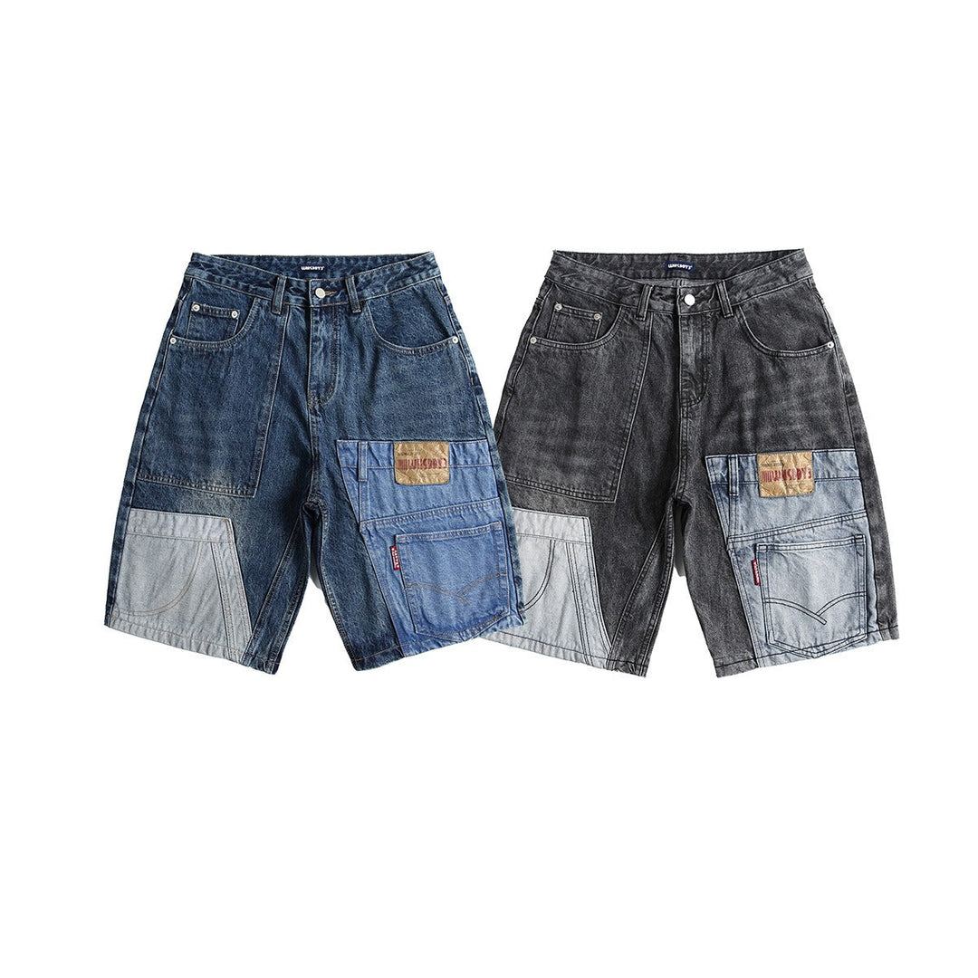 Herenpatchwork denim bermuda - Urban Edge