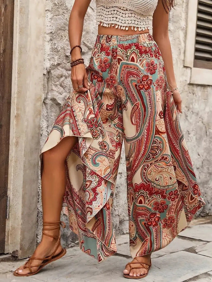 Damesbroek met wijde bohemian print - Diana