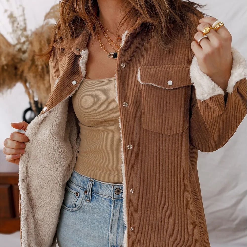 Gevoerd corduroy damesjack - Liora