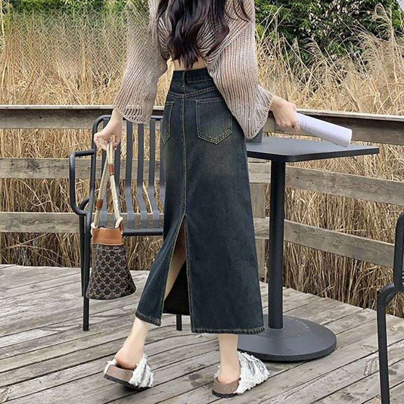 Recht gesneden lange damesrok met ceintuur - Bianca