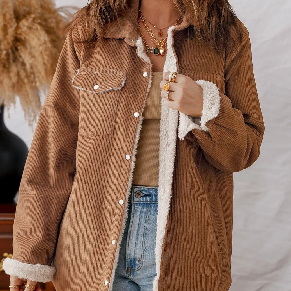 Gevoerd corduroy damesjack - Liora