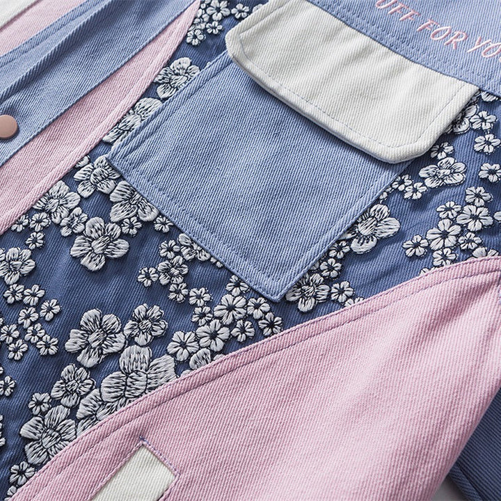 Katoenen herenjack met patchwork bloemenprint - Elric