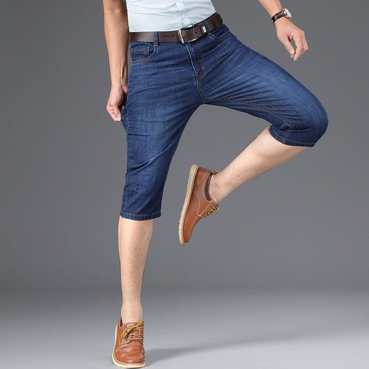 Heren Bermuda in stretch denim recht model - Raul