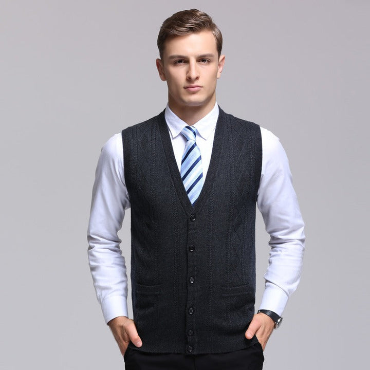 Mouwloos geribd herengilet formele stijl - Edgar