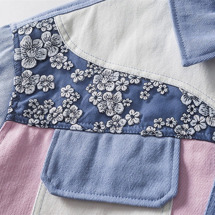 Katoenen herenjack met patchwork bloemenprint - Elric