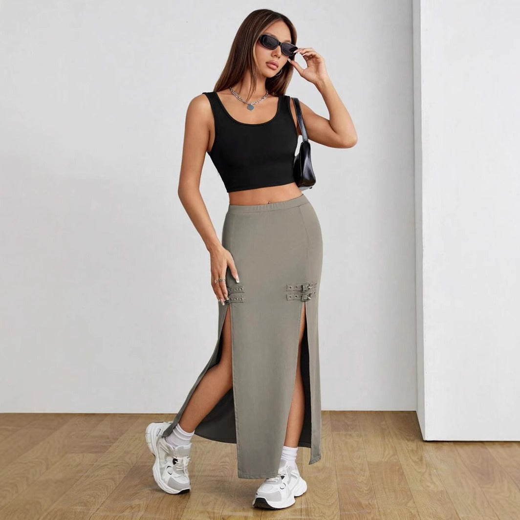 Lange damesrok met zijsplitten urban style - Victoria