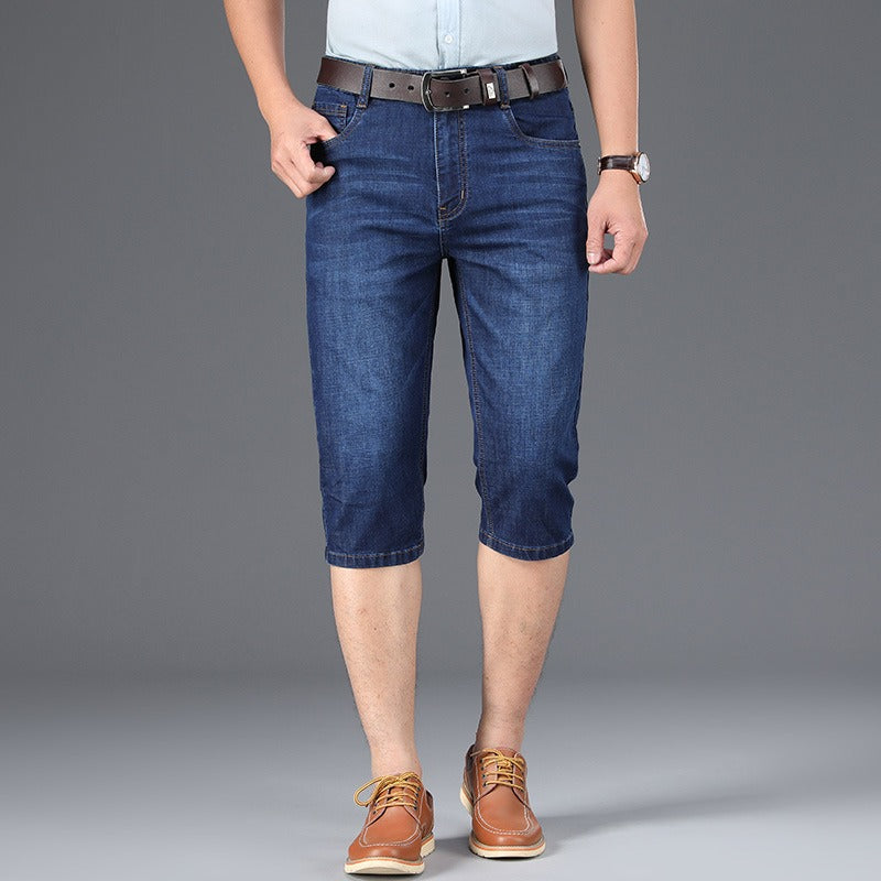 Heren Bermuda in stretch denim recht model - Raul