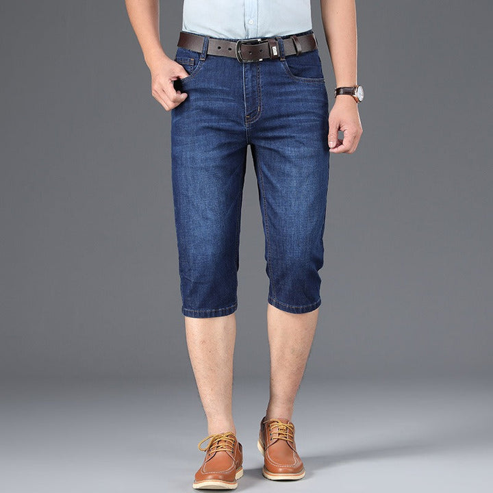 Heren Bermuda in stretch denim recht model - Raul