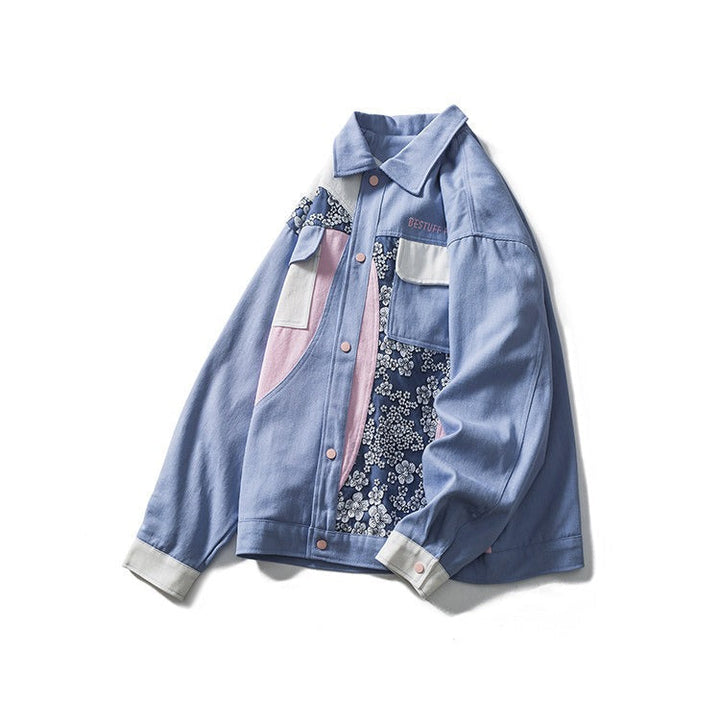 Katoenen herenjack met patchwork bloemenprint - Elric