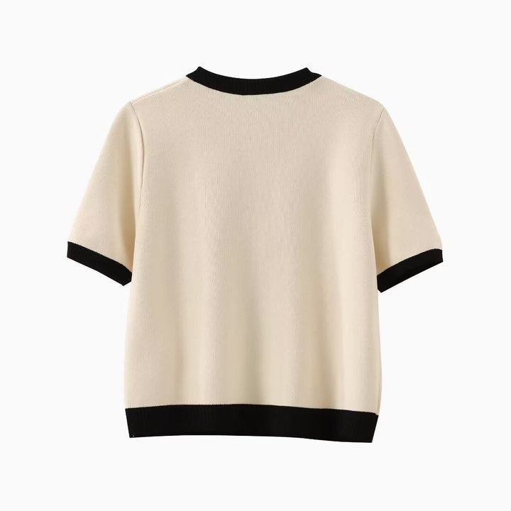 Damescardigan met contrasterende korte mouwen - Elodie