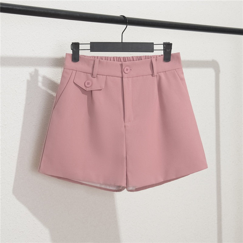 Damesshort met elastische taille en knoopdetail - Clara