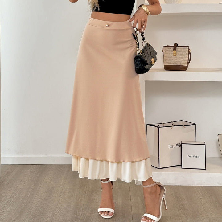 Damesrok, lange vloeiende dubbellaagse satijnrok - Remi