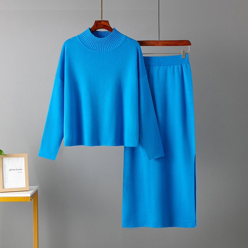 Gebreide damesset - Azuren