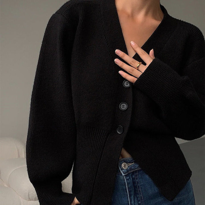 Damescardigan met V-hals en getailleerd model - Libano