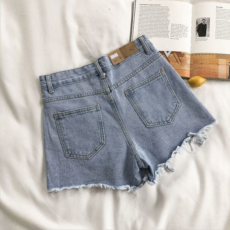 Damesshort van denim met gerafeld effect - Estelle