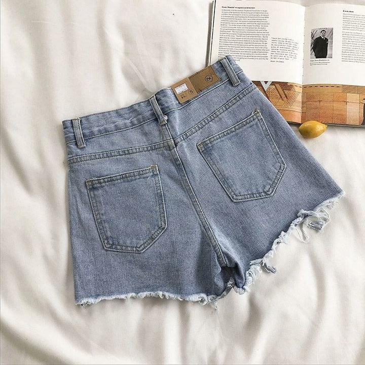 Damesshort van denim met gerafeld effect - Estelle