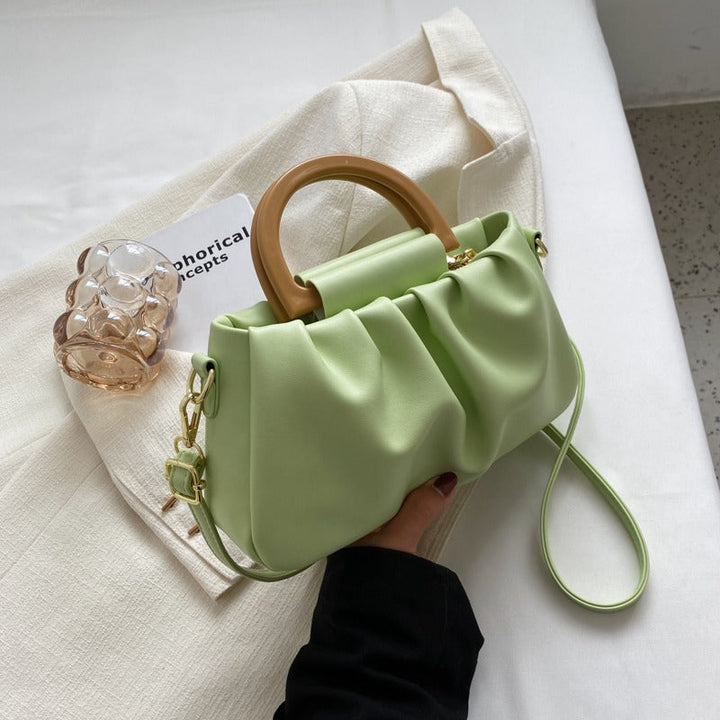 Damestas met lederlook met ruches, moderne stijl - Amélie