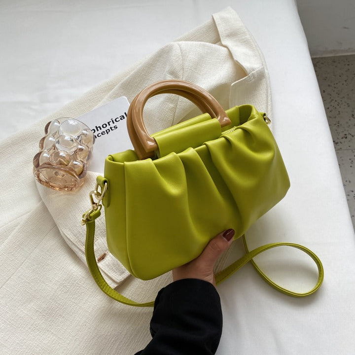 Damestas met lederlook met ruches, moderne stijl - Amélie