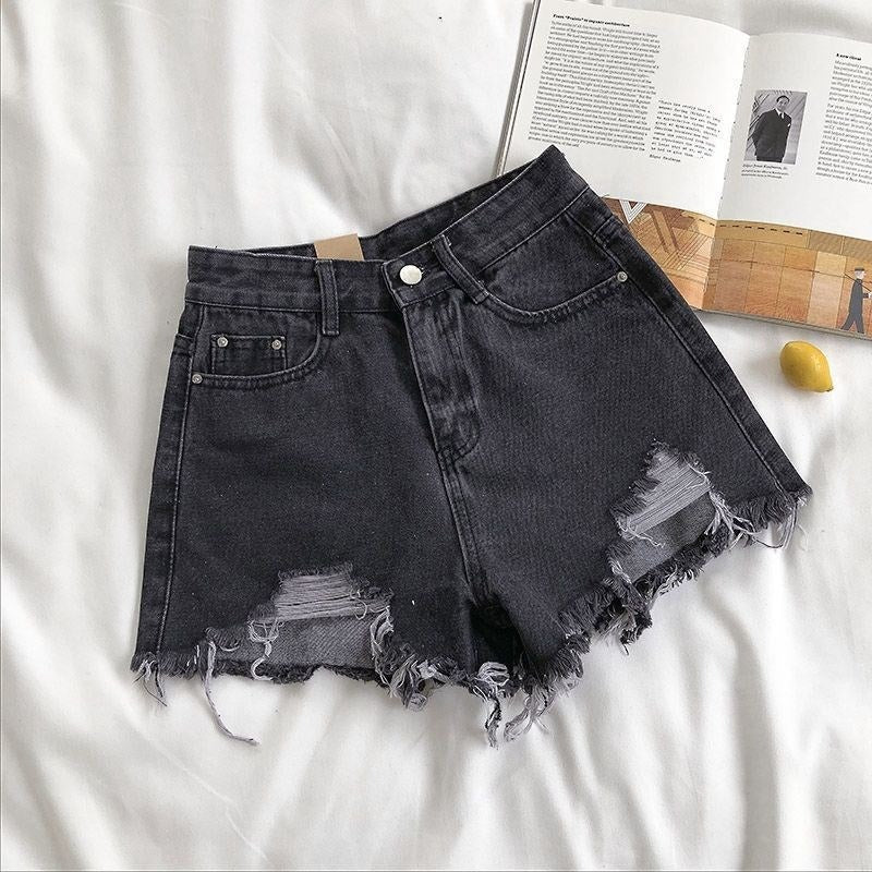Damesshort van denim met gerafeld effect - Estelle