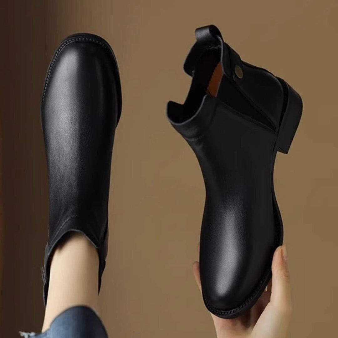 Platte leren enkellaarsjes in chelsea stijl - Keira