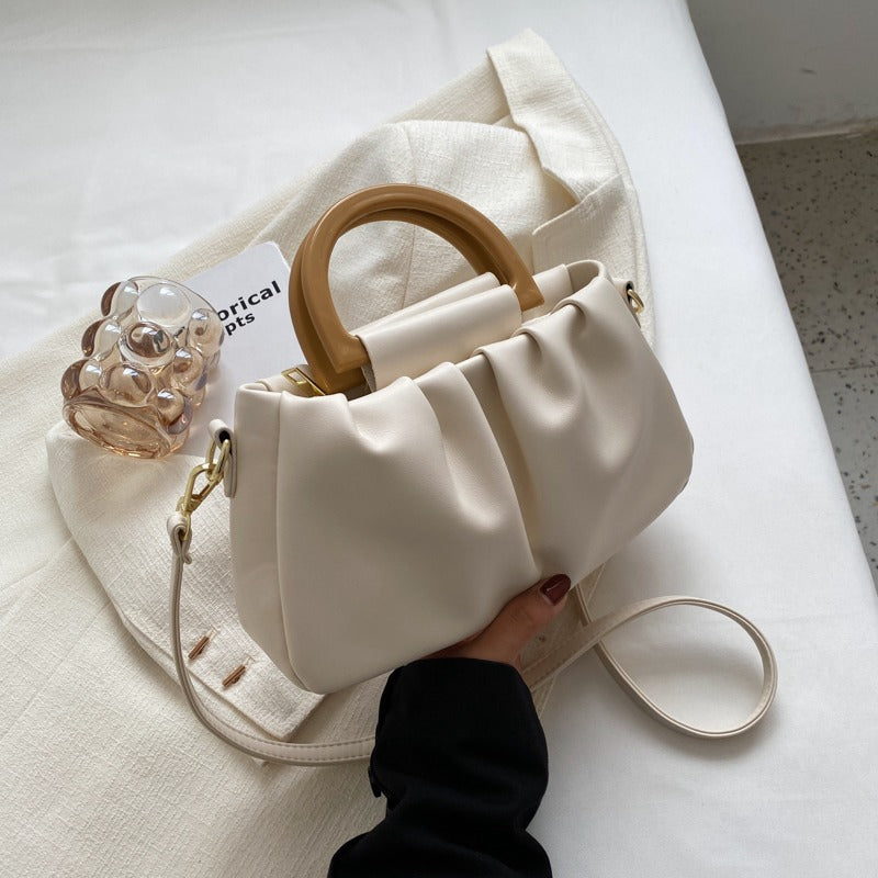 Damestas met lederlook met ruches, moderne stijl - Amélie