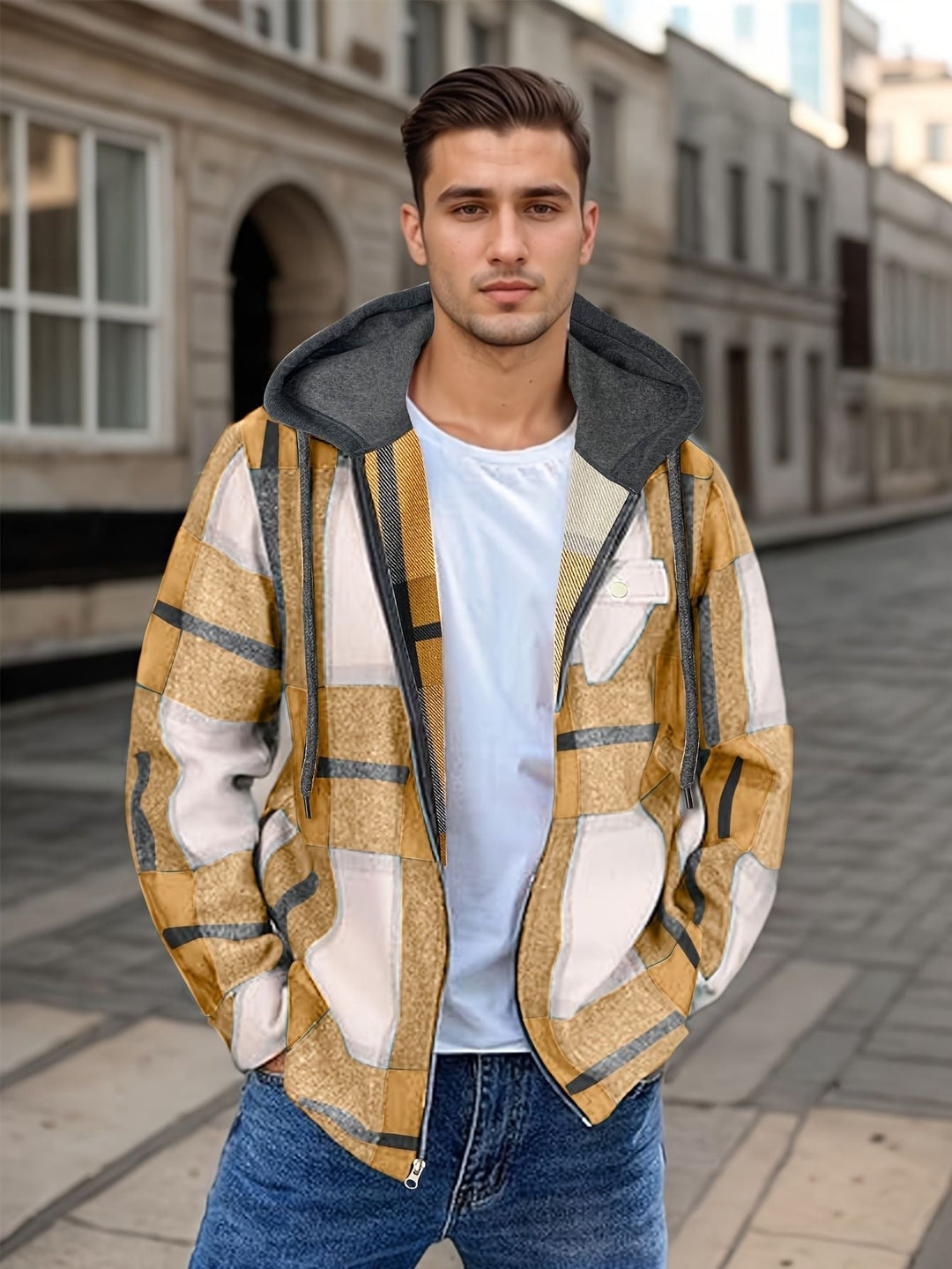 Geruite herenjack met capuchon - Pilato