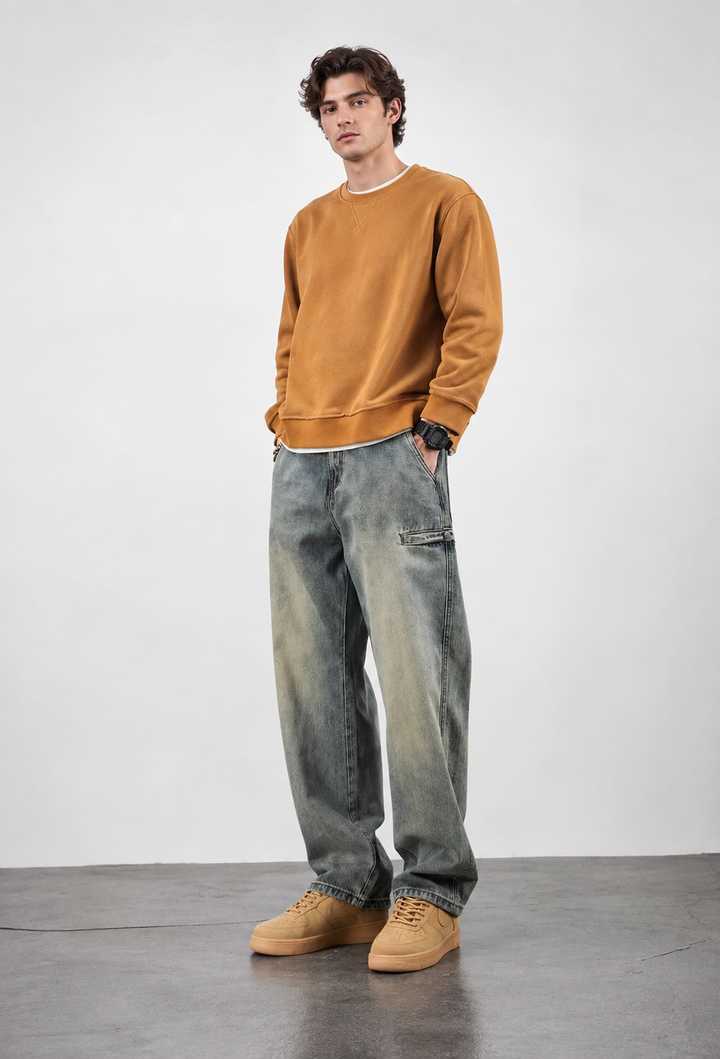 Loose-fit herenjeans met wassing en rechte pijp - Roderik