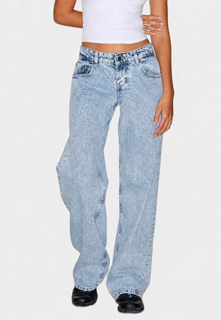 Rechte damesjeans met lage taille en gewassen look - Ulla