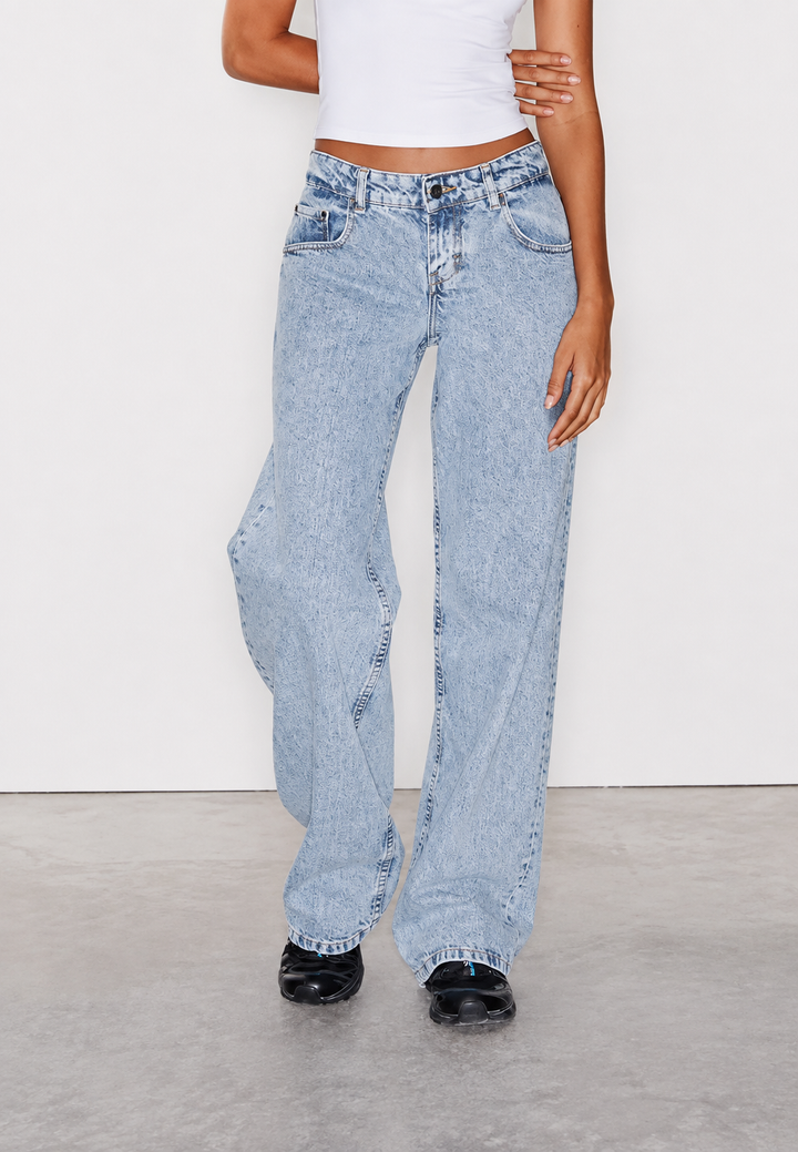 Rechte damesjeans met lage taille en gewassen look - Ulla
