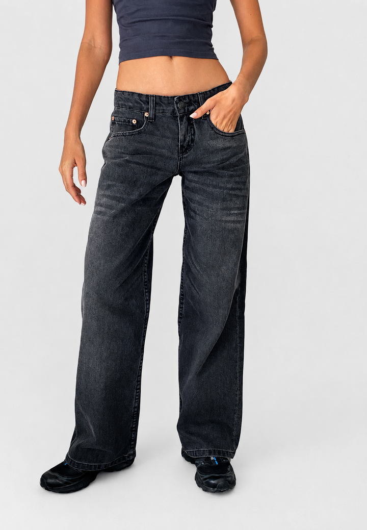Rechte damesjeans met lage taille en gewassen look - Ulla